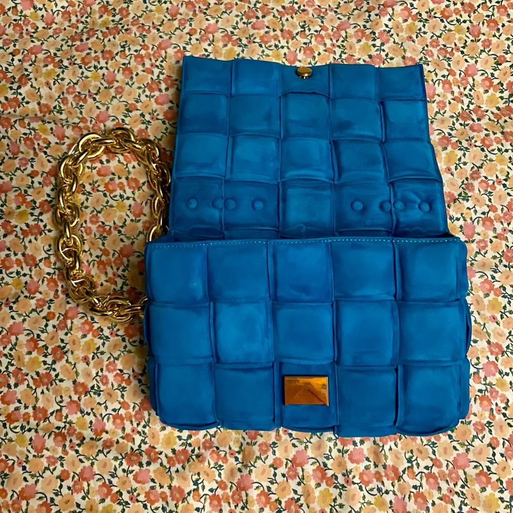 Brand New Genuine Turquoise Chain Cassette Leather Handbag - Picture 10 of 16